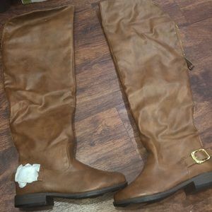 Hazel/Brown Over the knee Leather Boots